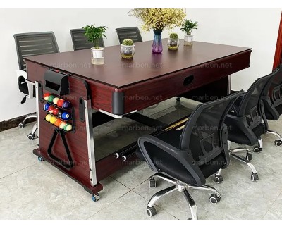 Mesa Multijuego  4 en 1 Giratoria de 7 ft, Air-Hockey, Billar, Ping-Pong, Cubierta de Comedor (Café, paño verde)